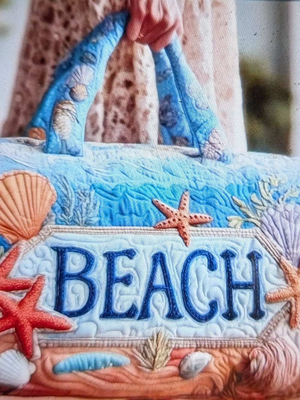Beach  Tote Bag - Blue & Coral